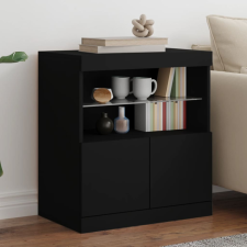 vidaXL fekete tálalószekrény LED-világítással 60 x 37 x 67 cm bútor
