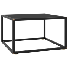 vidaXL fekete teázóasztal fekete üveggel 60 x 60 x 35 cm bútor