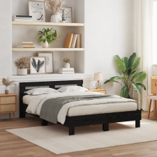 vidaXL Fekete tölgy ágykeret Fekete tölgy Tömör tölgyfa 140 x 200 cm ágy és ágykellék