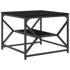 vidaXL Fekete tölgy dohányzóasztal polccal, 51x50x40 cm, Szerelt fából (868225) bútor