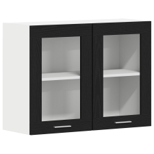vidaXL Fekete Tölgy Függő Üveges Szekrény 80x31x60 cm Műanyagból készült (863147) bútor