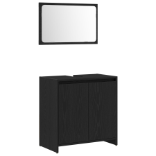 vidaXL Fekete Tölgy Fürdőszobai Szekrény Tükrössel 60x33x61 cm Mérnöki Fából (862509) fürdőszoba bútor