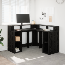 vidaXL Fekete tölgy íróasztal 130x130x91 cm Mérnöki fa íróasztal