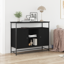 vidaXL Fekete tölgy oldalszekrény 100x35x80 cm Műszaki fa és Acél bútor