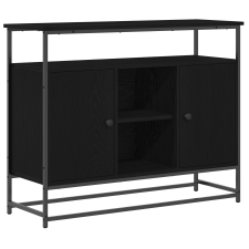 vidaXL Fekete tölgy oldalszekrény 100x35x80 cm Műszaki fa és Acél (862978) bútor