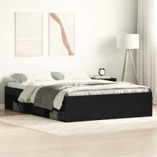 vidaXL fekete tölgy szerelt fa ágykeret matrac nélkül 135x190 cm ágy és ágykellék