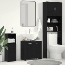 vidaXL fekete tölgy szerelt fa fürdőszobai mosdószekrény 60x33x60 cm fürdőszoba bútor