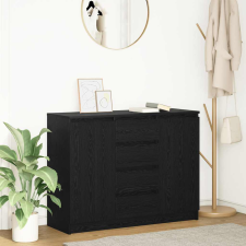 vidaXL fekete tölgy szerelt fa tálalószekrény fiókos 100,5x35x76 cm bútor