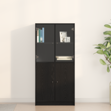 vidaXL Fekete tölgybútor szekrény Ajtókkal 68x37x142 cm Műszaki fa bútor