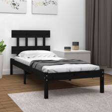 vidaXL Fekete tömör fa ágykeret 100x200 cm ágy és ágykellék