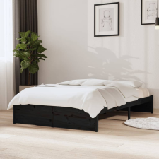 vidaXL fekete tömör fa ágykeret 120 x 190 cm (4FT Small Double) ágy és ágykellék