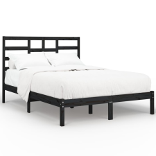vidaXL fekete tömör fa ágykeret 140 x 190 cm (3105779) ágy és ágykellék