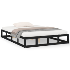 vidaXL fekete tömör fa ágykeret 140 x 190 cm (820845) ágy és ágykellék