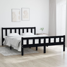 vidaXL fekete tömör fa ágykeret 150x200 cm (5FT King Size) ágy és ágykellék