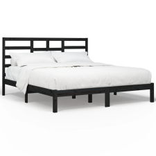 vidaXL fekete tömör fa ágykeret 200 x 200 cm (3105819) ágy és ágykellék