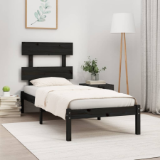 vidaXL fekete tömör fa ágykeret 75 x 190 cm (2FT6 Small Single) ágy és ágykellék