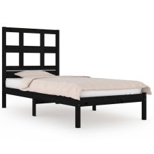 vidaXL fekete tömör fa ágykeret 75x190 cm (2FT6 Small Single) (3104442) ágy és ágykellék