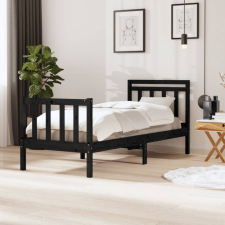 vidaXL fekete tömör fa ágykeret 90 x 200 cm ágy és ágykellék