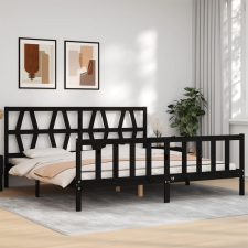 vidaXL fekete tömör fa ágykeret fejtámlával 200 x 200 cm ágy és ágykellék