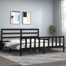 vidaXL fekete tömör fa ágykeret fejtámlával 200 x 200 cm ágy és ágykellék