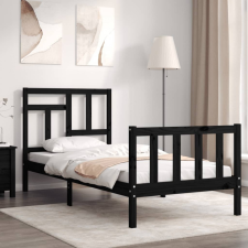 vidaXL fekete tömör fa ágykeret fejtámlával (Single) ágy és ágykellék