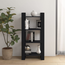 vidaXL fekete tömör fa könyvszekrény/térelválasztó 60 x 35 x 125 cm bútor