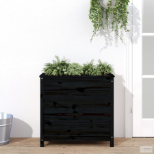 vidaXL Fekete tömör fenyő kerti növénytartó 82,5x40x78 cm kerti tárolás