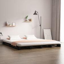vidaXL fekete tömör fenyőfa ágykeret 135 x 190 cm (4FT6 Double) ágy és ágykellék