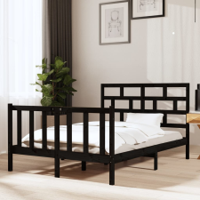 vidaXL fekete tömör fenyőfa ágykeret 140 x 190 cm ágy és ágykellék