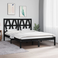 vidaXL fekete tömör fenyőfa ágykeret 140 x 190 cm ágy és ágykellék