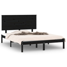 vidaXL fekete tömör fenyőfa ágykeret 140 x 190 cm (3104787) ágy és ágykellék