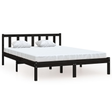 vidaXL fekete tömör fenyőfa ágykeret 140 x 190 cm (810066) ágy és ágykellék