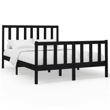 vidaXL fekete tömör fenyőfa ágykeret 140x190 cm (3106687) ágy és ágykellék