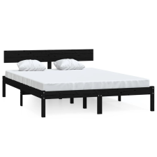 vidaXL fekete tömör fenyőfa ágykeret 150 x 200 cm (UK King) (810156) ágy és ágykellék