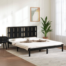 vidaXL fekete tömör fenyőfa ágykeret 160 x 200 cm ágy és ágykellék