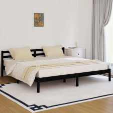 vidaXL fekete tömör fenyőfa ágykeret 200 x 200 cm ágy és ágykellék