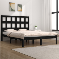 vidaXL fekete tömör fenyőfa ágykeret 200 x 200 cm ágy és ágykellék