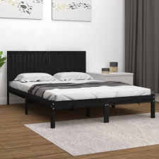 vidaXL Fekete tömör fenyőfa ágykeret 200 x 200 cm ágy és ágykellék