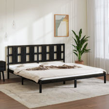 vidaXL fekete tömör fenyőfa ágykeret 200 x 200 cm ágy és ágykellék