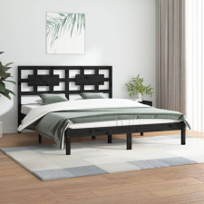 vidaXL fekete tömör fenyőfa ágykeret 200 x 200 cm ágy és ágykellék