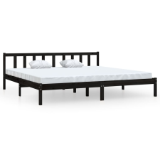 vidaXL fekete tömör fenyőfa ágykeret 200 x 200 cm (810106) ágy és ágykellék