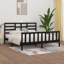 vidaXL fekete tömör fenyőfa ágykeret 200x200 cm ágy és ágykellék