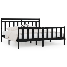 vidaXL fekete tömör fenyőfa ágykeret 200x200 cm (3107052) ágy és ágykellék
