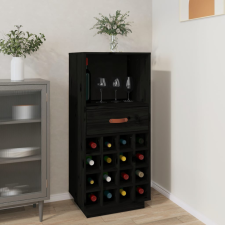 vidaXL fekete tömör fenyőfa borszekrény 45x34x100 cm bútor