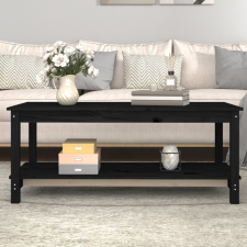 vidaXL fekete tömör fenyőfa dohányzóasztal 110 x 55 x 45 cm bútor