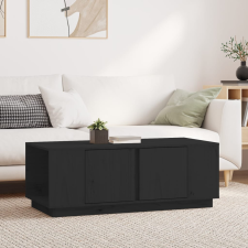 vidaXL fekete tömör fenyőfa dohányzóasztal 110x50x40 cm bútor