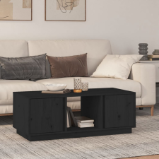 vidaXL fekete tömör fenyőfa dohányzóasztal 110x50x40 cm bútor