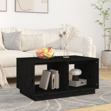 vidaXL fekete tömör fenyőfa dohányzóasztal 80 x 50 x 40 cm bútor
