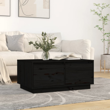 vidaXL fekete tömör fenyőfa dohányzóasztal 80x50x35 cm bútor