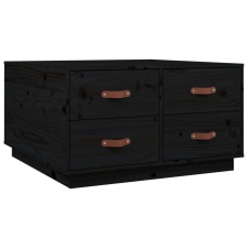 vidaXL fekete tömör fenyőfa dohányzóasztal 80x80x45 cm (821521) bútor